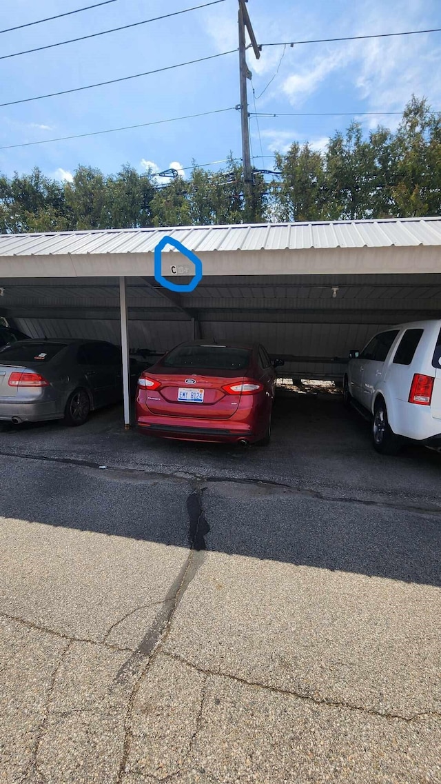 view of covered parking lot