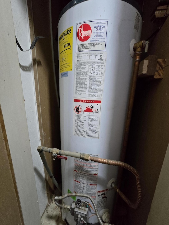 utility room with water heater