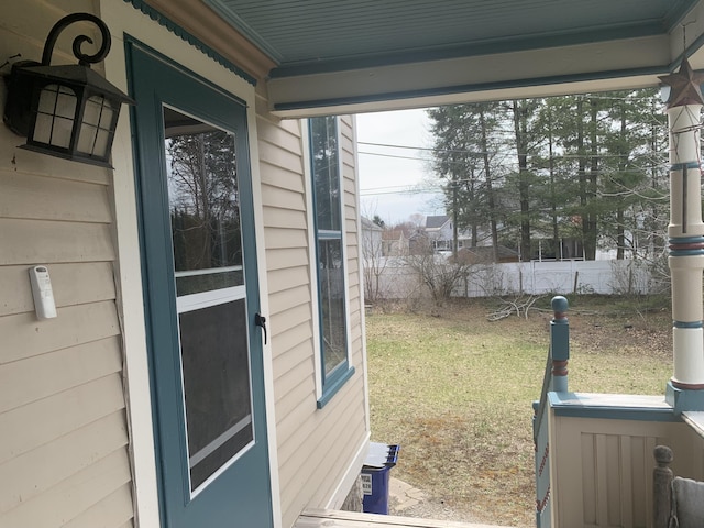 exterior space featuring a yard and fence
