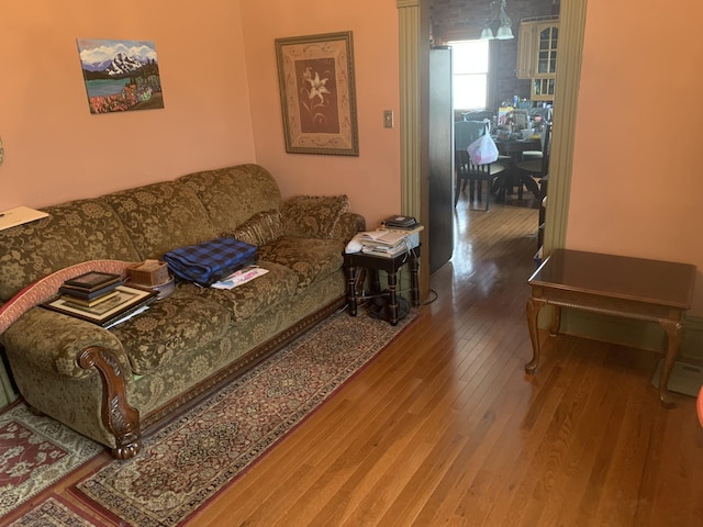 living area featuring hardwood / wood-style flooring