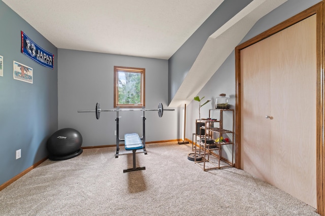 1406 Opal Lake Rd, Gaylord, MI 49735 - exercise room featuring carpet floors and baseboards