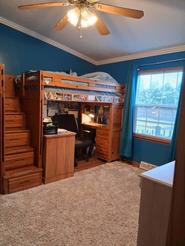 6075 W Edgar St, Pellston, MI 49769 - bedroom with crown molding and a desk
