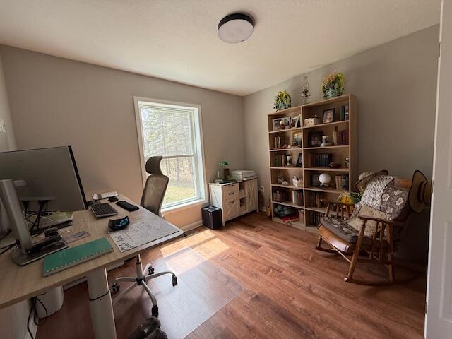 home office with light wood-type flooring