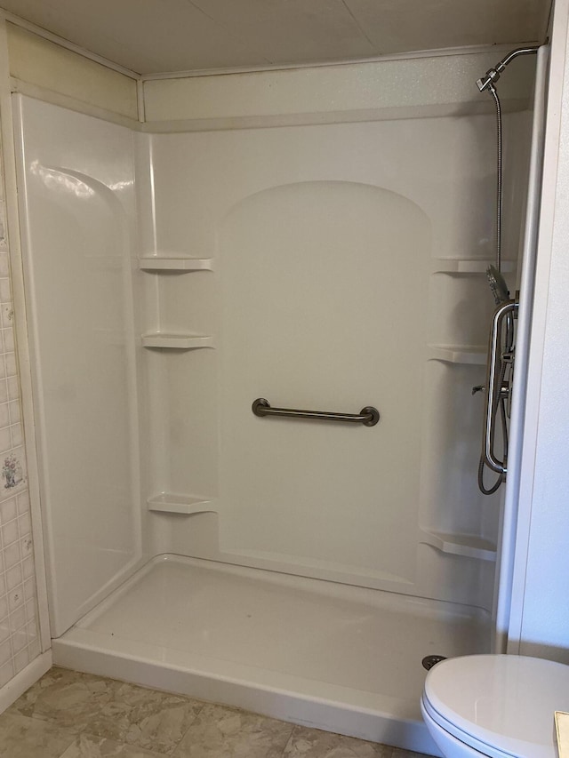 120 Marina St, Houghton Lake, MI 48629 - full bathroom featuring a stall shower and toilet