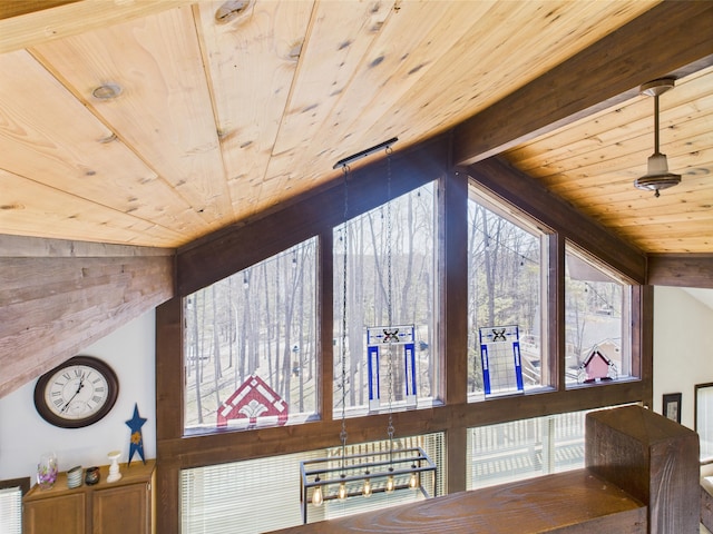 interior details with wood ceiling