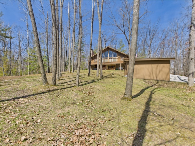 view of yard featuring a deck