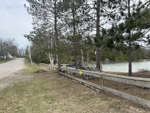 view of street featuring a water view