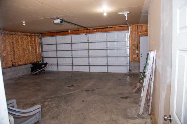 garage with a garage door opener