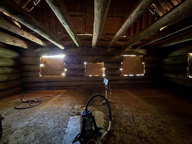 view of unfinished attic