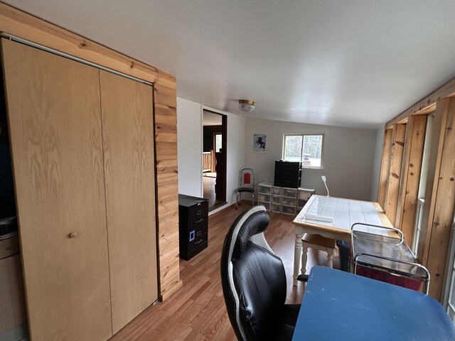 office area featuring light wood-style flooring