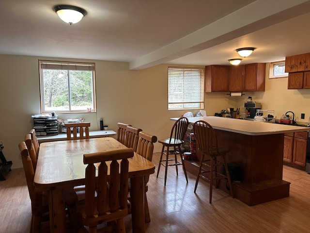 dining area featuring a wealth of natural light and wood finished floors