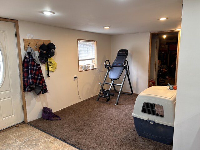 exercise area with recessed lighting