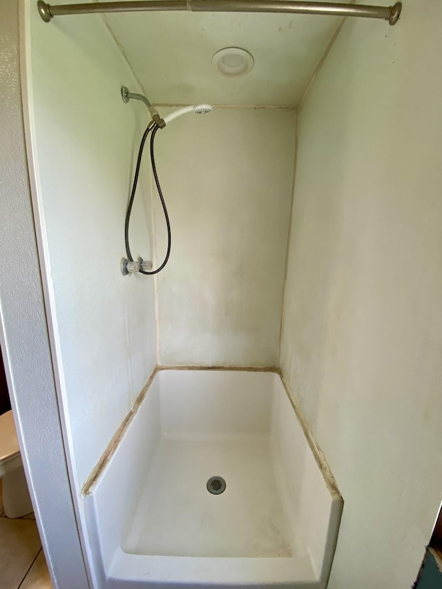 bathroom with a shower stall