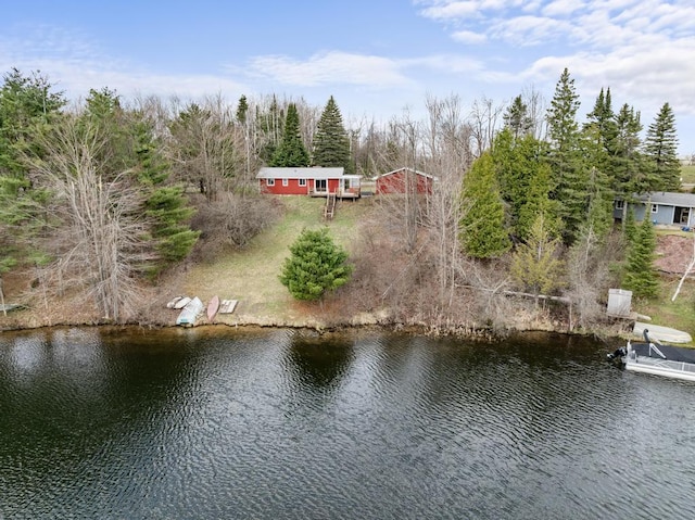 15757 Lakeway Dr, Wolverine, MI 49799 - birds eye view of property featuring a water view