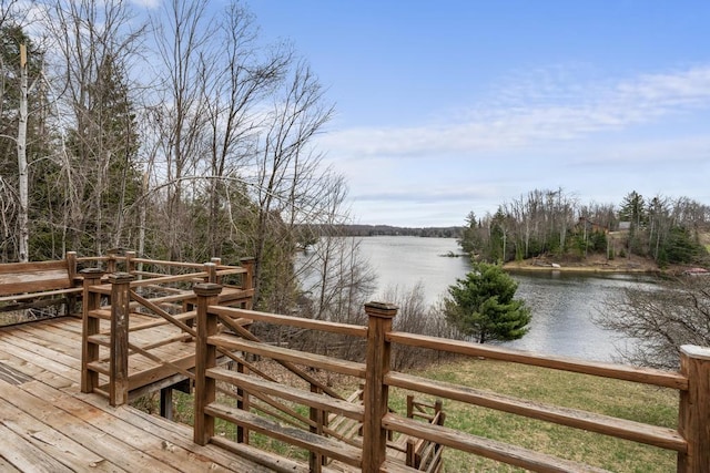 15757 Lakeway Dr, Wolverine, MI 49799 - wooden deck featuring a water view