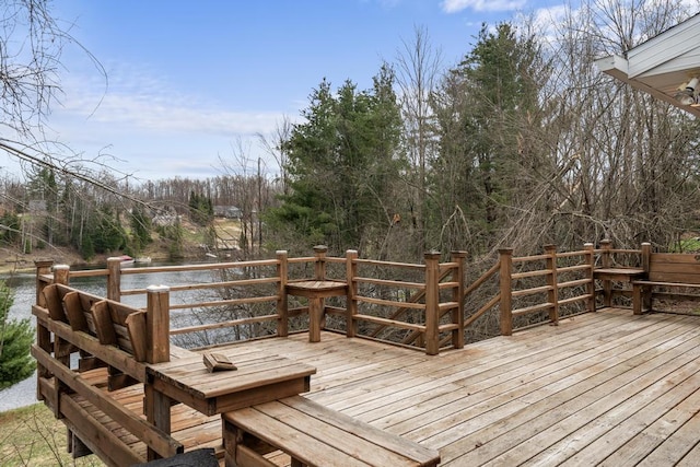 15757 Lakeway Dr, Wolverine, MI 49799 - wooden deck featuring a water view