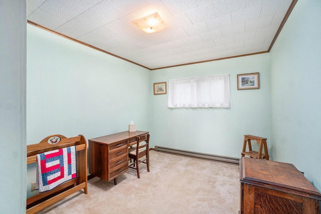 3659 N Straits Hwy, Cheboygan, MI 49721 - carpeted home office featuring crown molding and baseboard heating