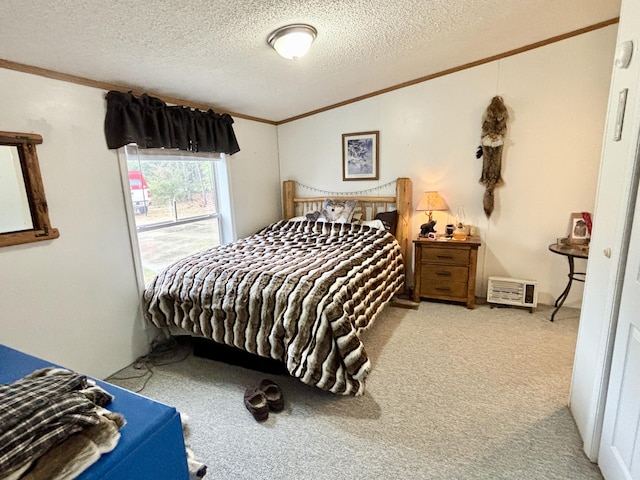 3313 Pleasant View Dr, Lewiston, MI 49756 - carpeted bedroom with crown molding and a textured ceiling