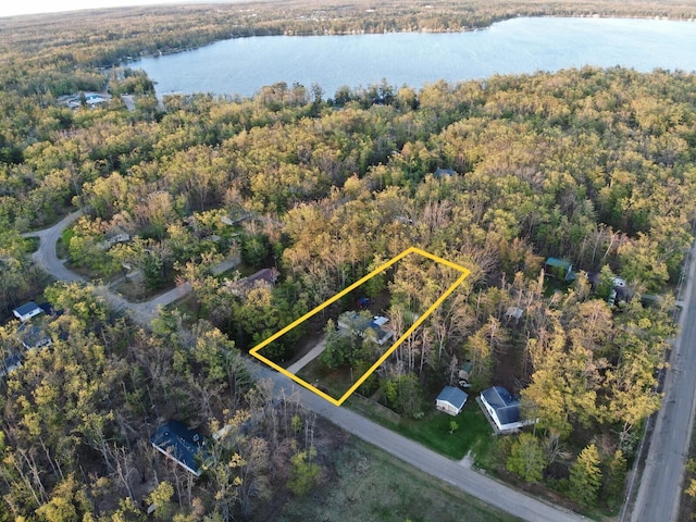 3313 Pleasant View Dr, Lewiston, MI 49756 - aerial overview of property's location featuring a nearby body of water and property parcel outlined