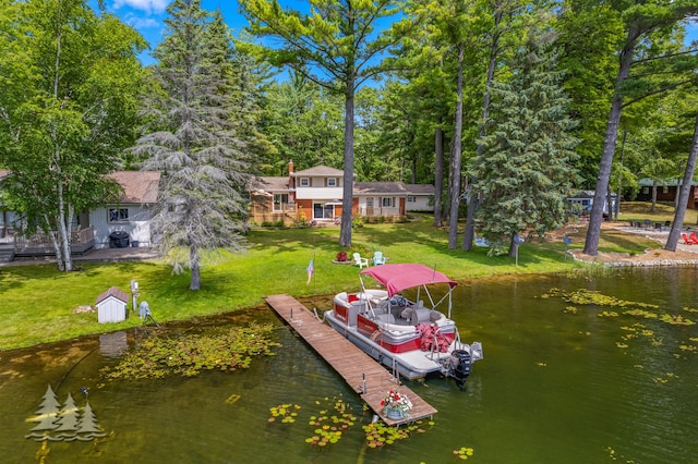3897 S Mielke Way Rd, Lewiston, MI 49756 - dock area featuring a lawn and a water view