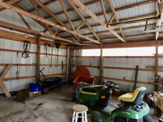 garage featuring metal wall