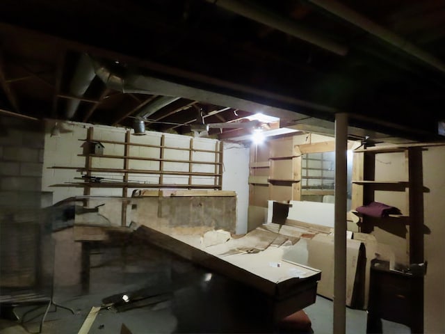 view of unfinished basement