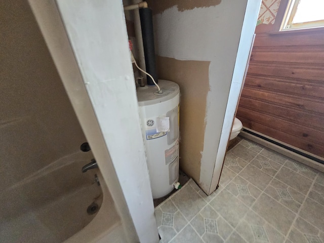 utility room with electric water heater