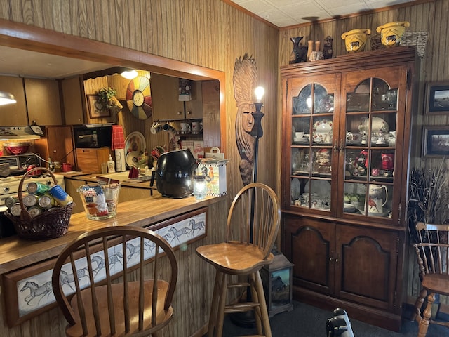 bar featuring wooden walls