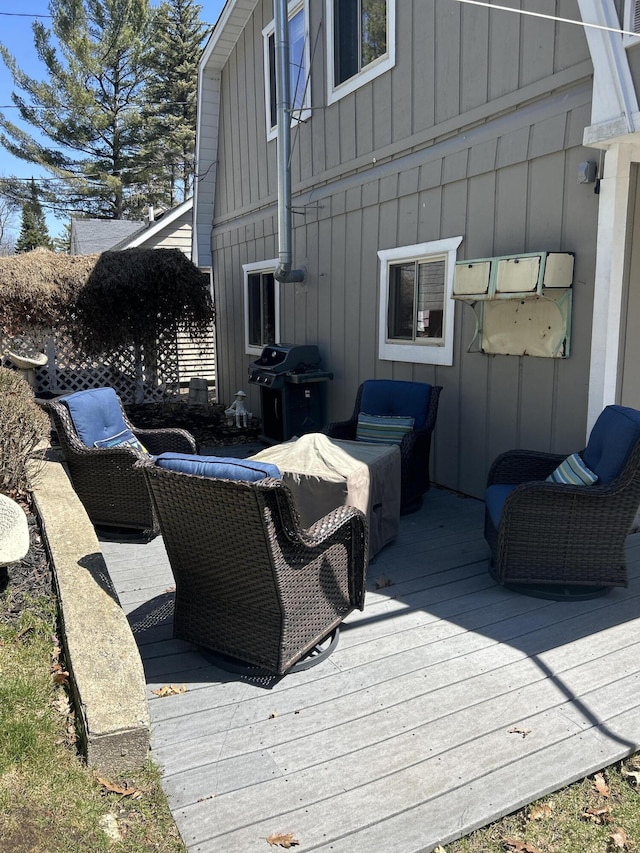 deck with a grill