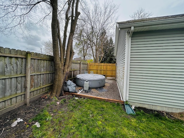 view of yard featuring a fenced backyard