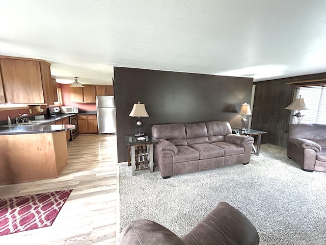 living area with light wood finished floors