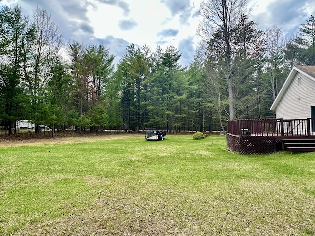 1243 Euclid Ave, Grayling, MI 49738 - view of green lawn featuring a wooden deck