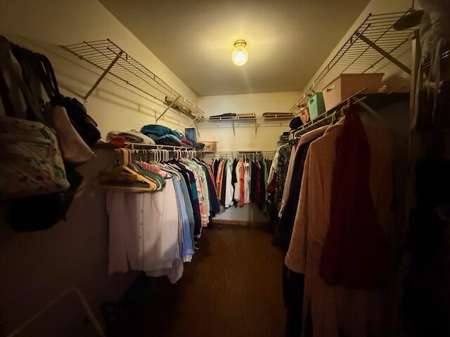 206 Great Oak Dr, Roscommon, MI 48653 - spacious closet featuring dark wood-style floors