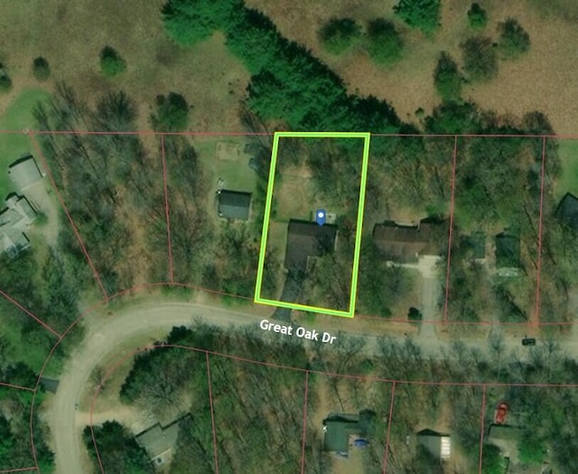 206 Great Oak Dr, Roscommon, MI 48653 - aerial overview of property's location with property boundaries highlighted