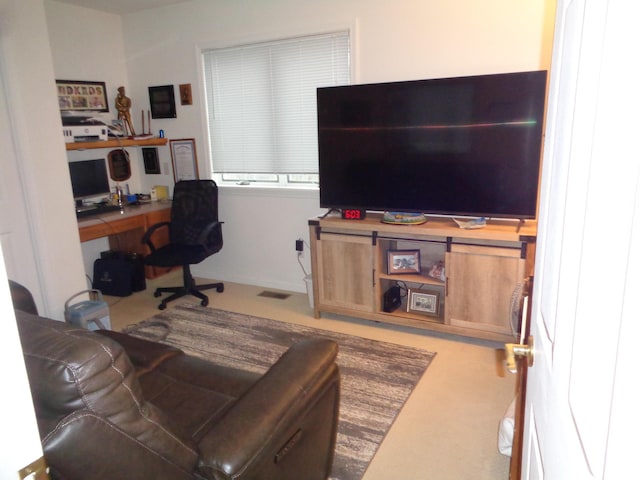 view of carpeted office space