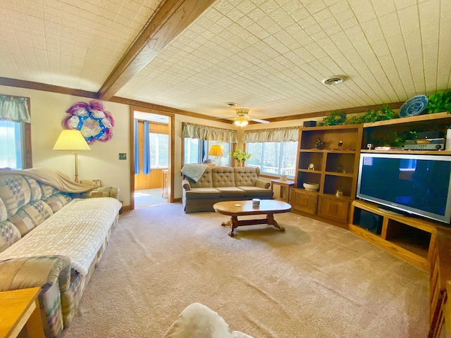 10328 Toohy Trl, Harrison, MI 48625 - carpeted living room featuring ceiling fan