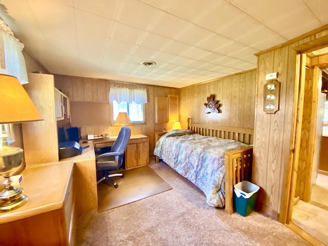 10328 Toohy Trl, Harrison, MI 48625 - carpeted bedroom featuring wood walls and a desk