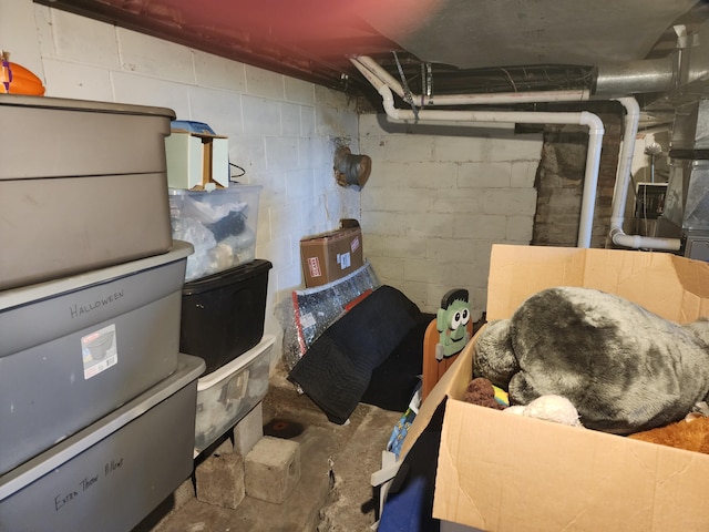 view of unfinished basement
