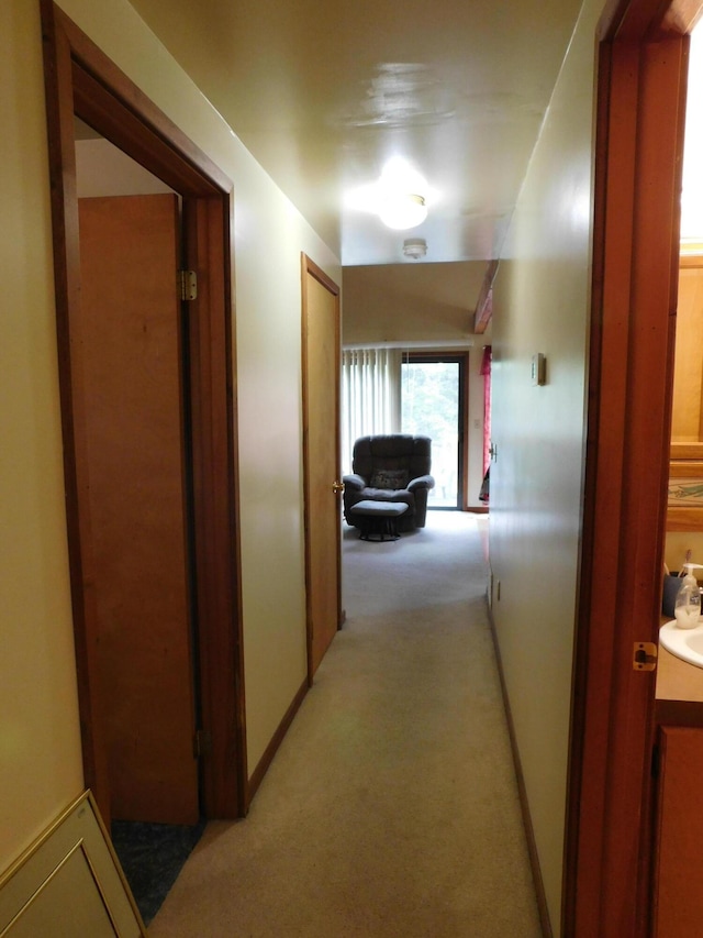 8727 S Oak Rd, Grayling, MI 49738 - hallway with light carpet