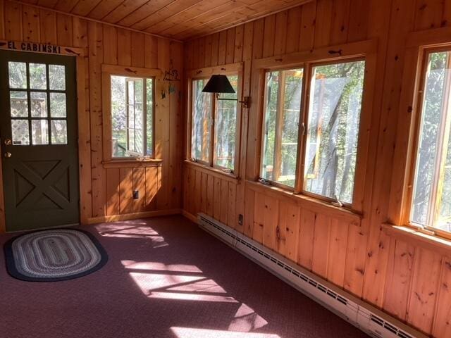 8842 Jackson Hole Trl, Grayling, MI 49738 - unfurnished sunroom featuring a baseboard radiator