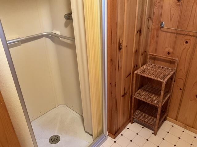 8842 Jackson Hole Trl, Grayling, MI 49738 - full bath with a stall shower and tile patterned floors