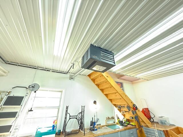 garage with a heating unit