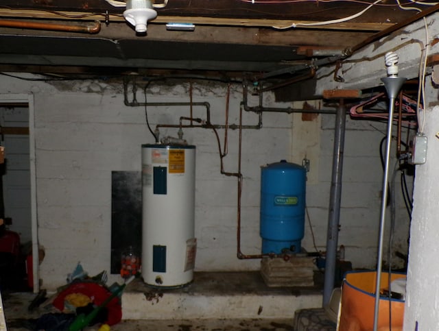 1220 Court St, Cheboygan, MI 49721 - unfinished basement featuring water heater and a water pressure tank