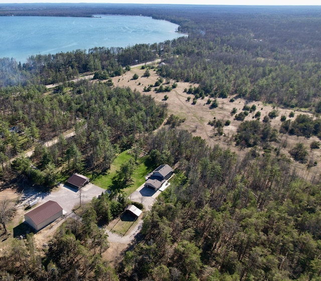 3400 Thornapple Trl, Lewiston, MI 49756 - aerial overview of property's location with a heavily wooded area and a large body of water