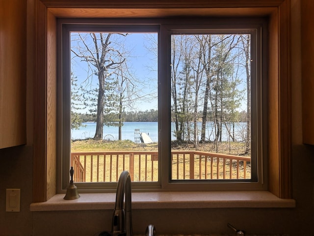 kitchen view of a water view