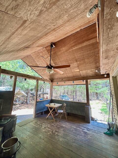 2165 E Cherry Creek Rd, Fairview, MI 48621 - sunroom featuring ceiling fan and lofted ceiling