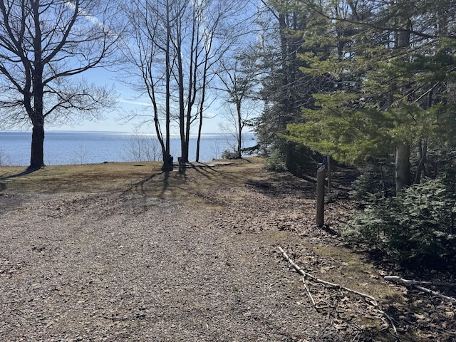 view of yard with a water view