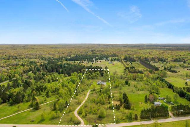201 Country Ct, Houghton Lake, MI 48629 - aerial overview of property's location with a forest and property boundaries highlighted