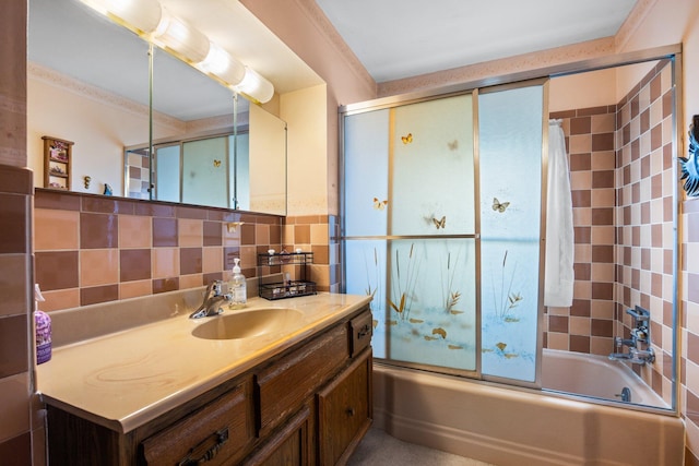 7654 M 32 E, Johannesburg, MI 49751 - full bath with combined bath / shower with glass door, backsplash, and vanity