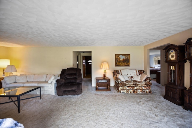 7654 M 32 E, Johannesburg, MI 49751 - carpeted living room with a textured ceiling